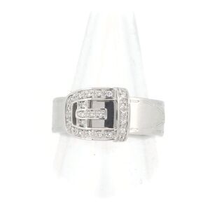Gucci Belt Motif Diamond Ring Ring Size 10 18K White Gold (18k White Gold )
